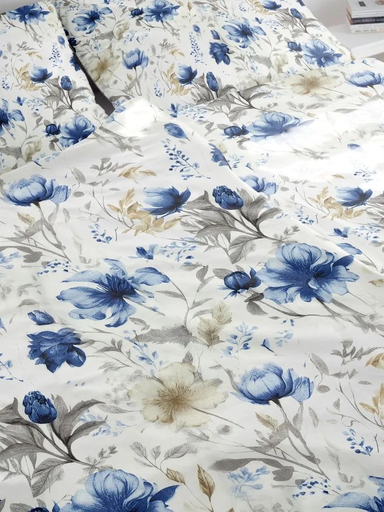 Polášek Bavlnené obliečky MODRÉ KVETY - 140 x 200 cm / 70 x 90 cm