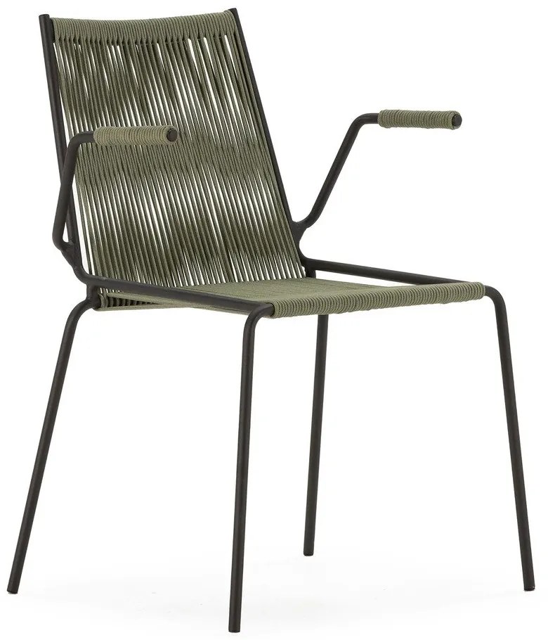 Zelené kovové jedálenské stoličky v súprave s podrúčkami/stohovateľné 2 ks Emily – Marckeric