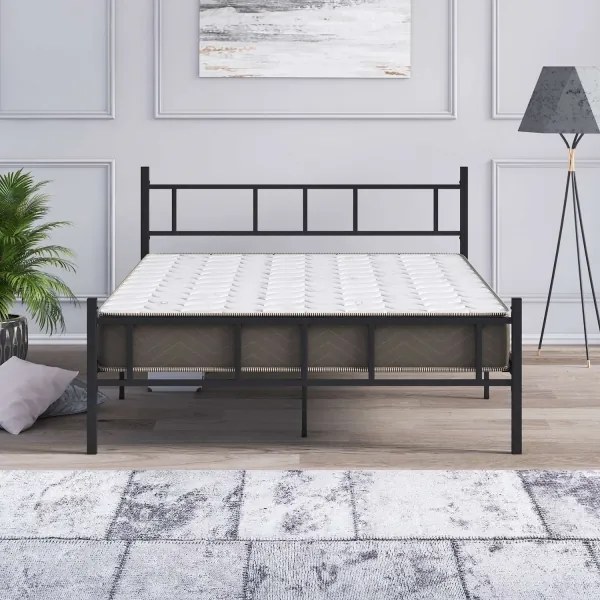 Kovová dvojlôžková posteľ PIRON 140x200 cm čierna nosnosť 200 kg