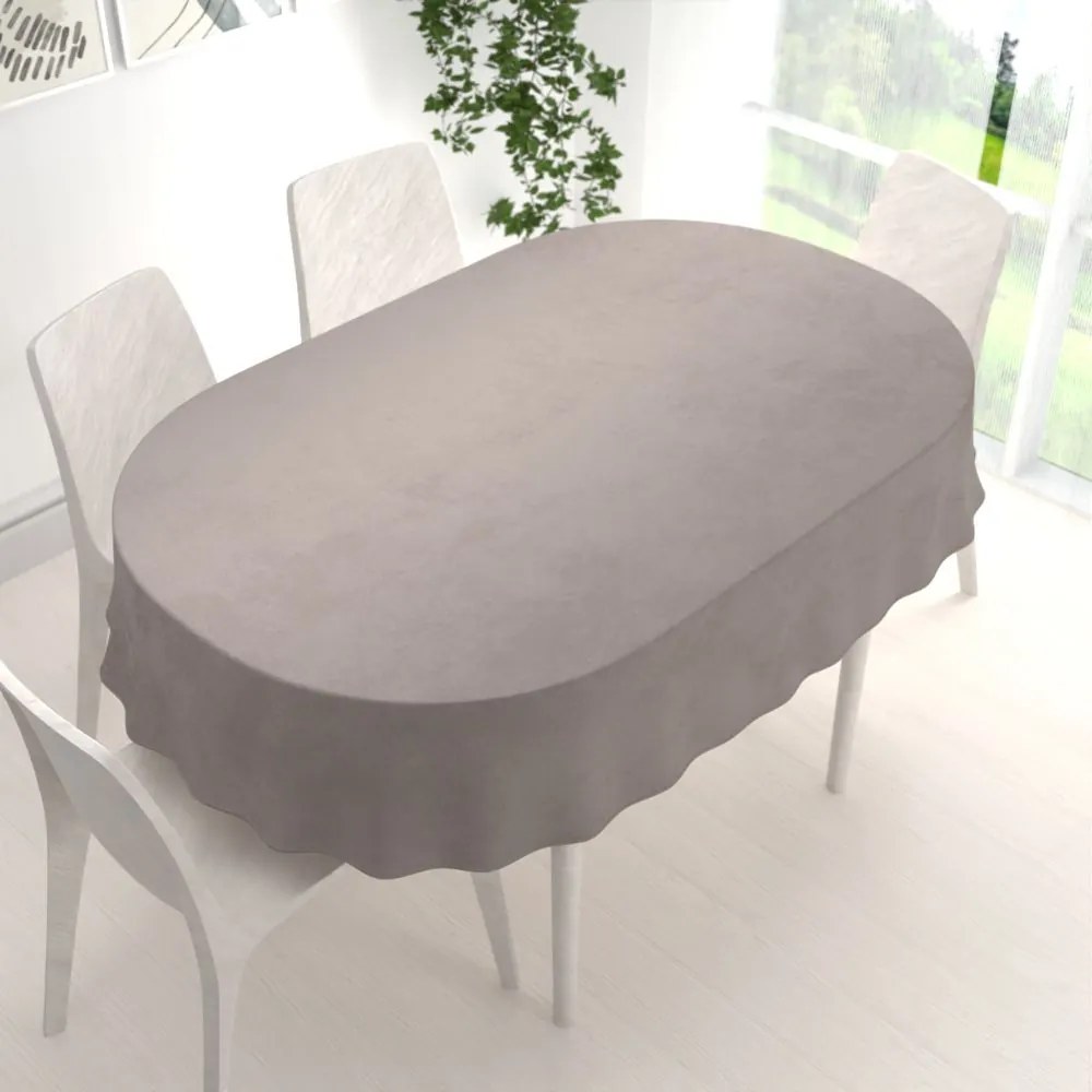 Biante Zamatový oválny obrus Velvet Prémium SVP-015 Latte 120x180 cm