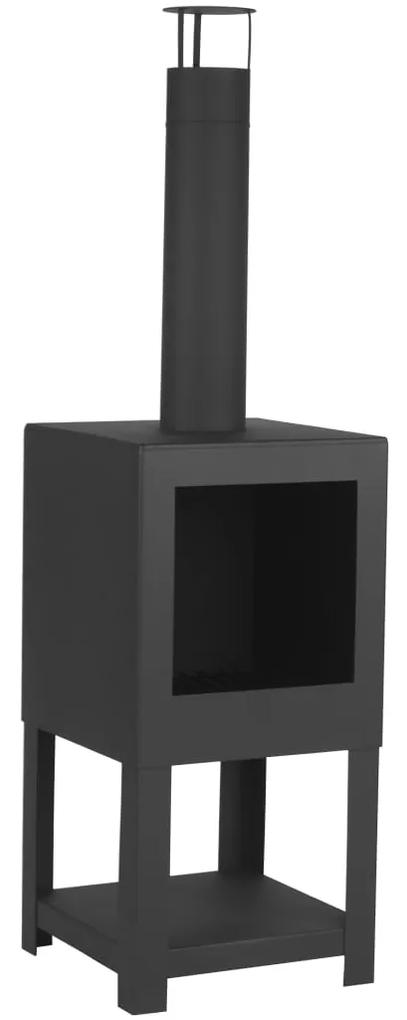Esschert Design Vonkajší krb so stojanom na drevo, čierny FF410