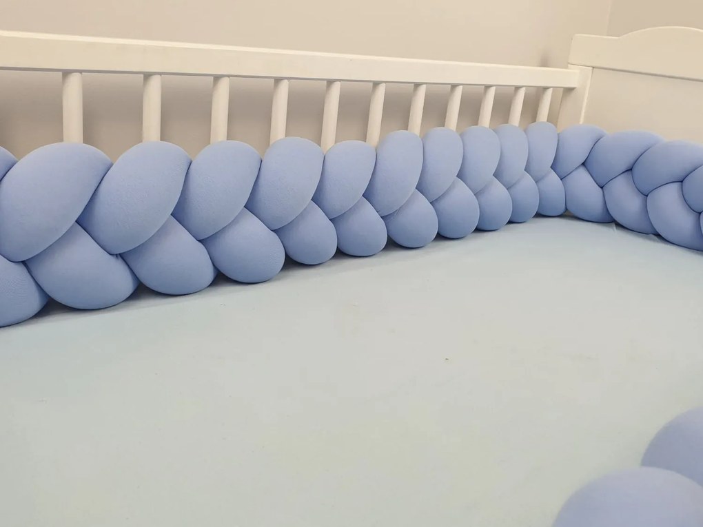 Vulpi Mantinel do postieľky Vrkoč 350 cm Handmade Farba: modrá-sivá-tyrkysová
