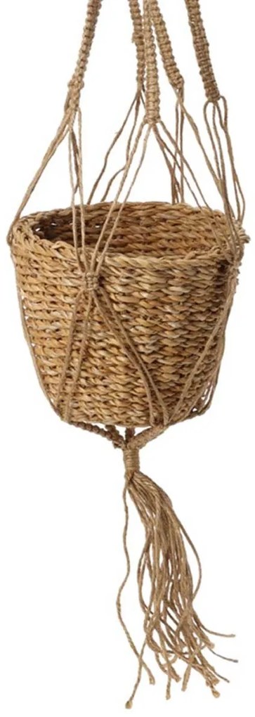 ZÁVESNÝ KVETINÁČ Z MORSKEJ TRÁVY MAKRAMA 17X15 CM HNEDÁ