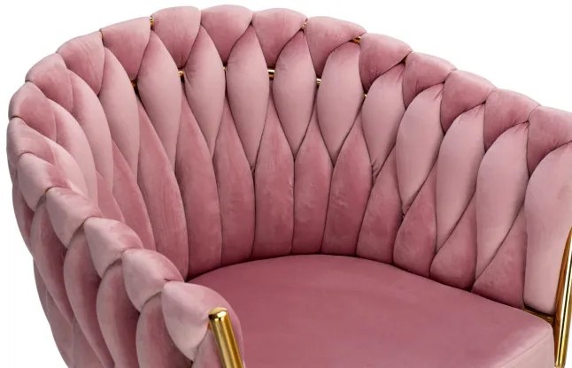 Jedálenská stolička COFTON zamatová, zlatá / ružová