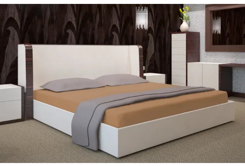 Bavlnená plachta na posteľ s gumkou Jersey - škoricovo hnedá Šírka: 90 cm | Dĺžka: 200 cm