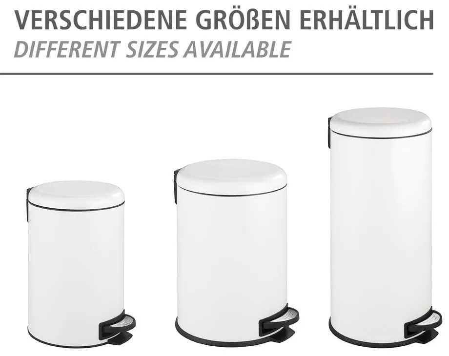 Biely nášľapný oceľový odpadkový kôš 30 l Leman – Wenko
