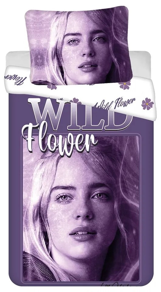 Fialová bavlnená detská obliečka na jednolôžko 200x140 cm Billie Eilish – Jerry Fabrics