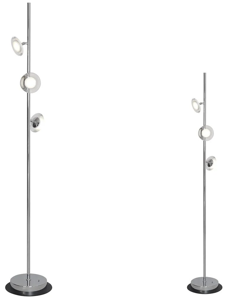 Stojacia lampa Ellipse, 3x chrómové kovové tienidlo, ch