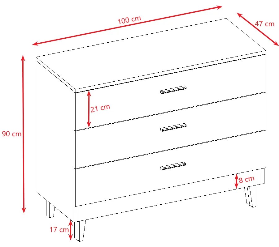 Dětská komoda Kubi 100 cm kašmír