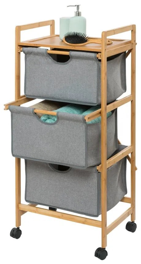 Sivo-hnedý bambusový kúpeľňový regál 44x96 cm Bahari - Wenko