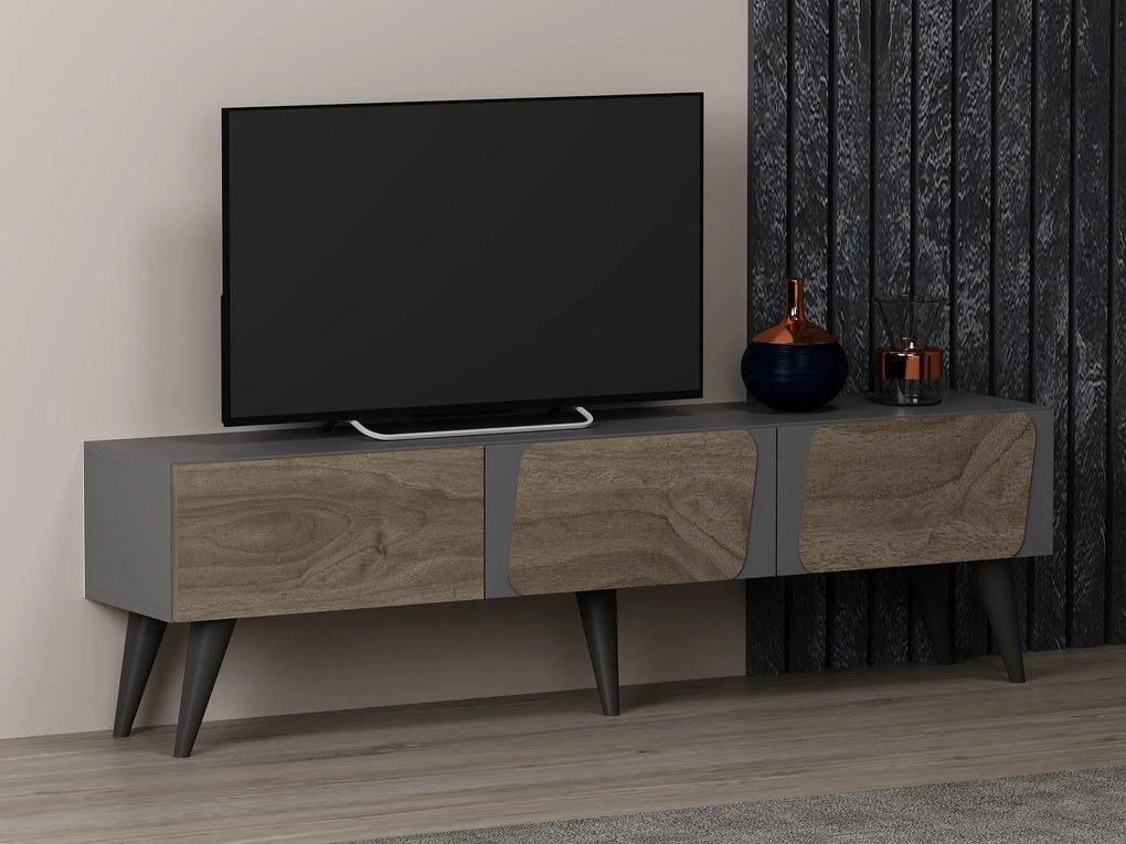 TV stolík/skrinka Sepiva (antracit + orech) . Akcia -20%. Vlastná spoľahlivá doprava až k Vám domov. 1095261