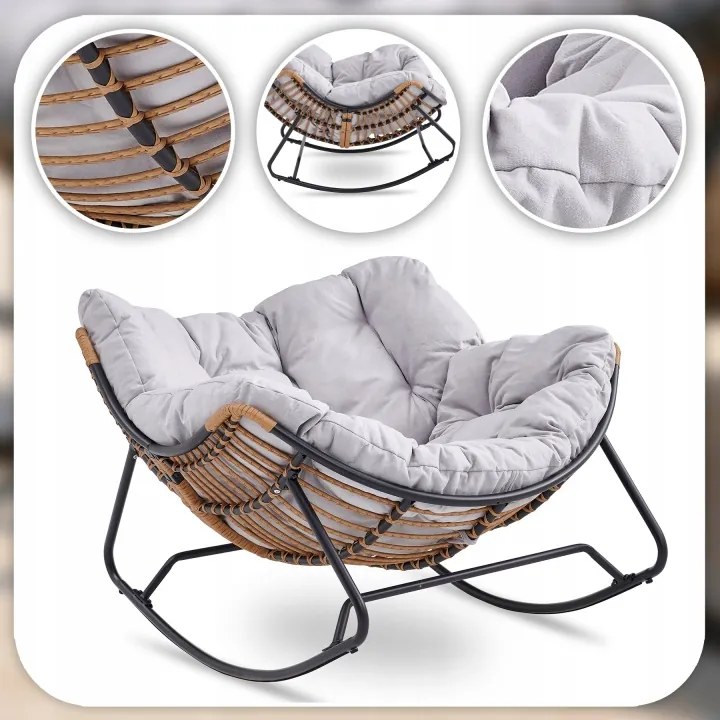 Záhradné hojdacie kreslo na terasu, do obývačky sivé ELTON