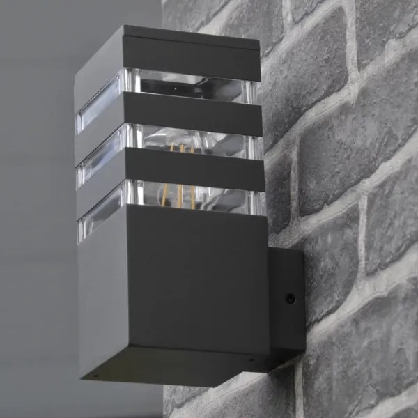 Vonkajšie nástenné svietidlo TEKSAS 1xE27/12W/230V IP44 antracit