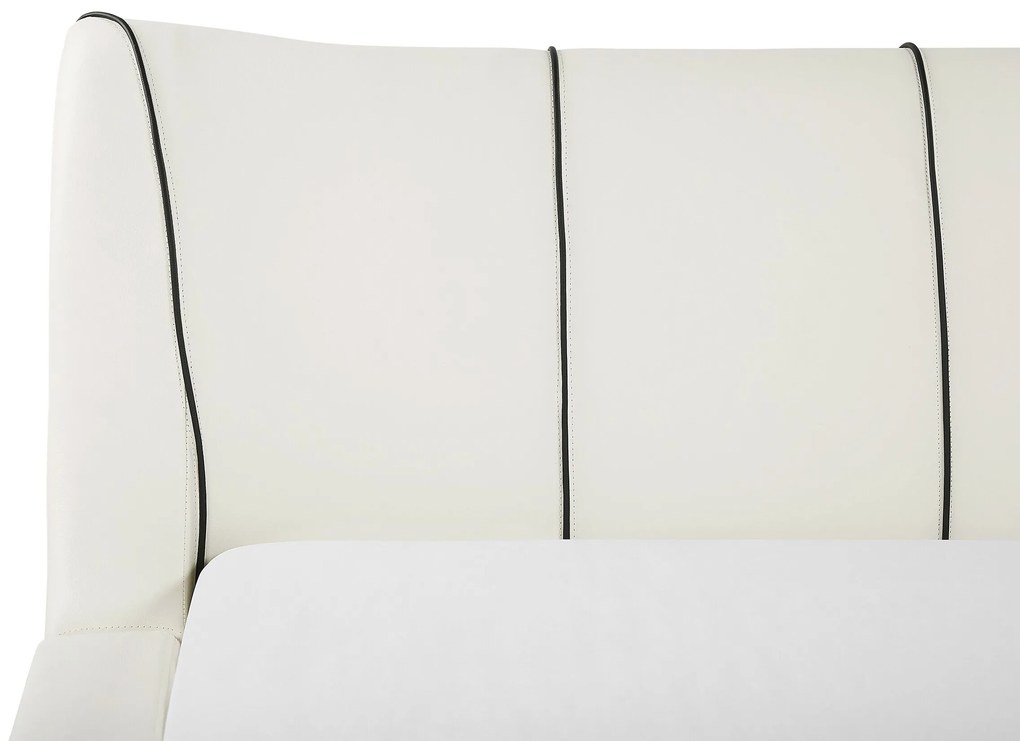 Kožená posteľ LED 180 x 200 cm biela NANTES Beliani