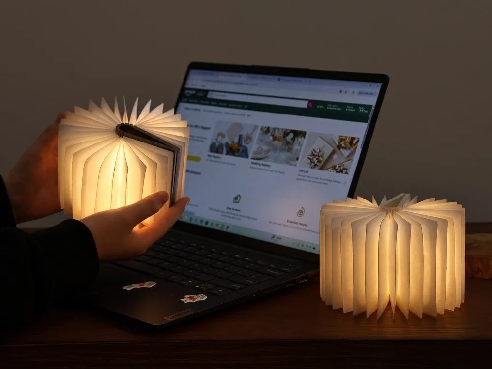 Biela prenosná svetelná dekorácia na USB BookLight – Gingko