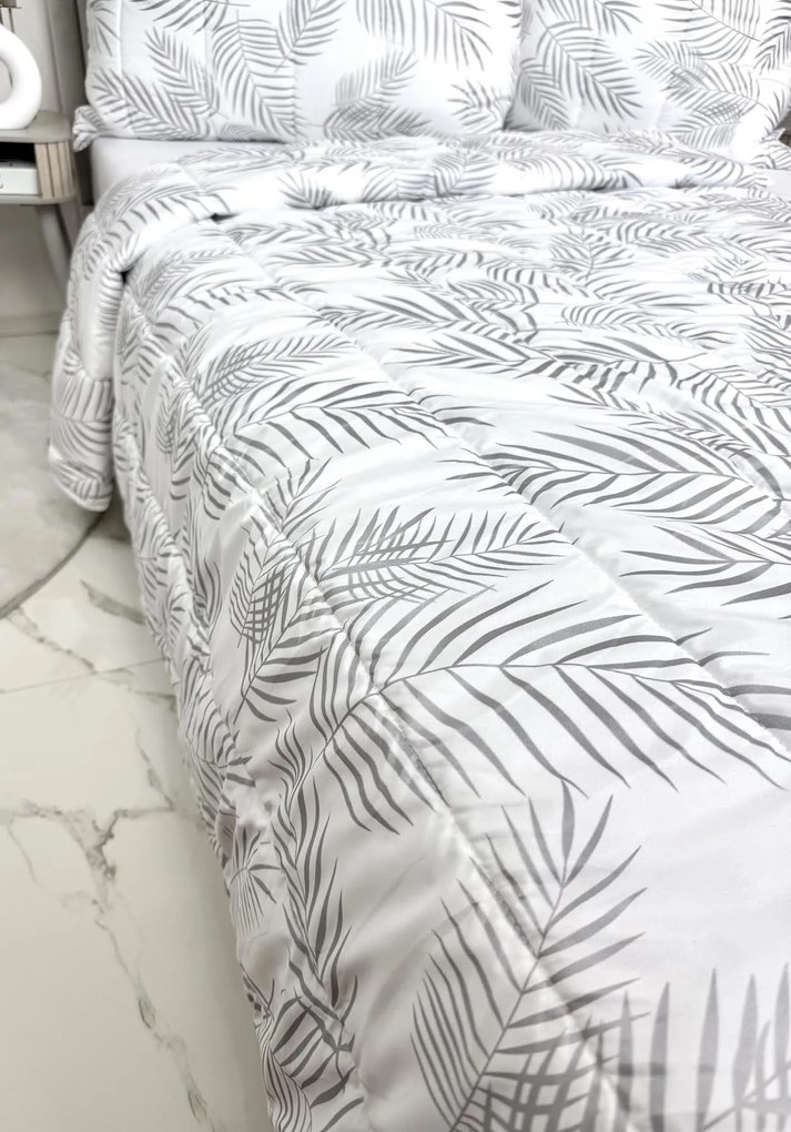 Set paplón + vankúš Elegantné listy 140x200/70x90 cm – mikrovlákno, duté vlákno, celoročné použitie