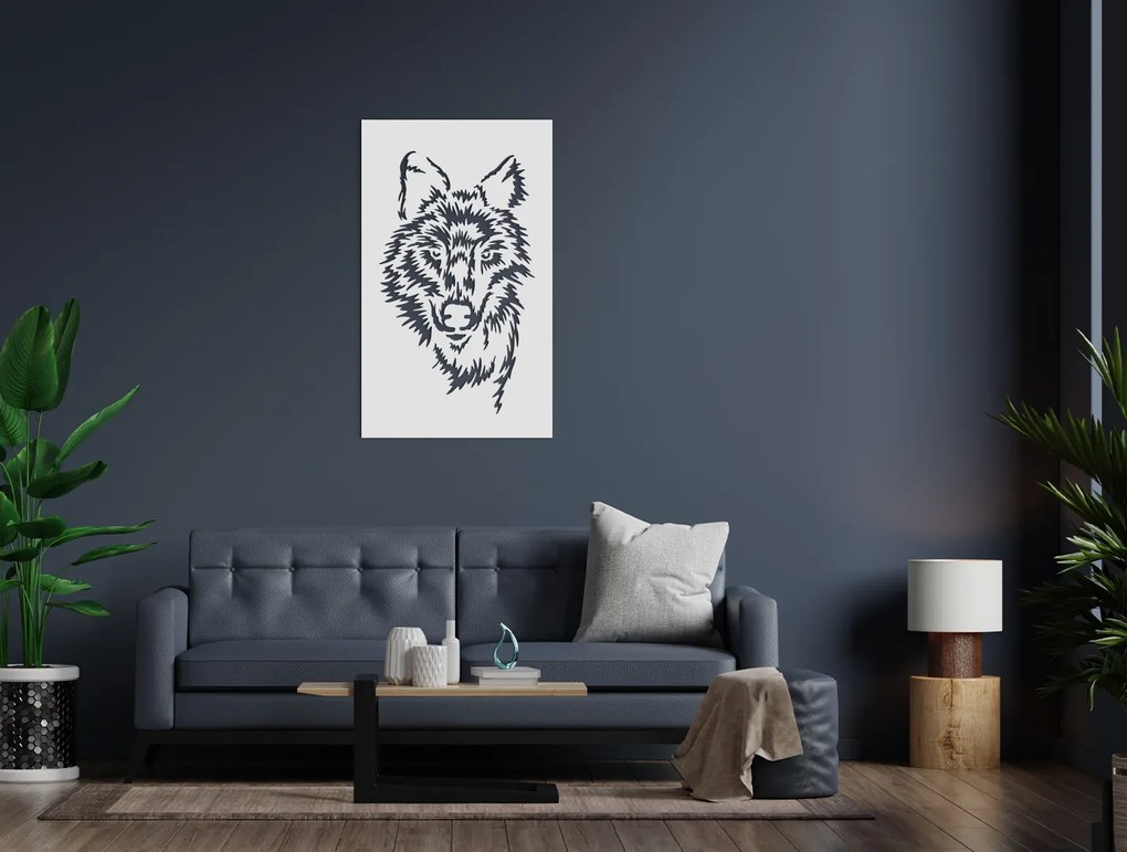 drevko Drevený obraz na stenu Vlk - samotár Rozmer obrazu: 44,5 x 26,5 cm, Farba dekorácie: Čierna