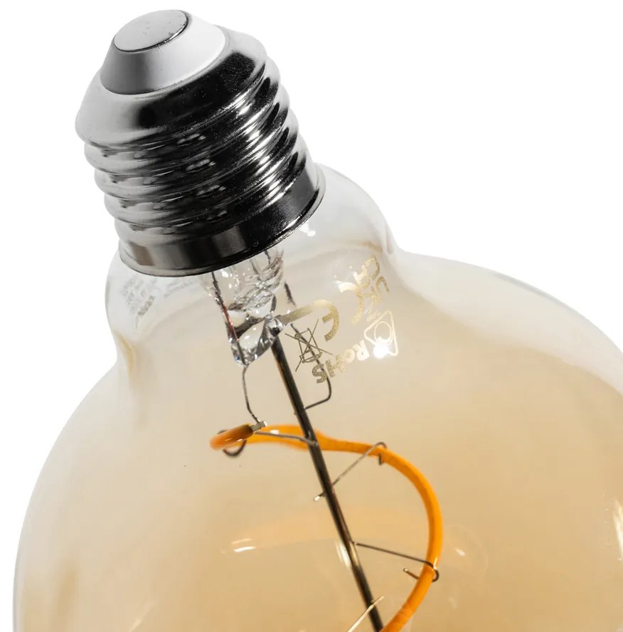 Set van 5 E27 dimbare LED lamp spiraal filament G95 goud 4W 270 lm 2100K