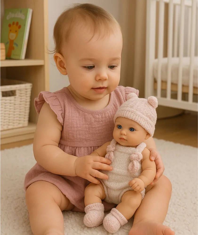 LEAN Toys Detská bábika Baby Pink Oblečenie Cap Bib 18 cm