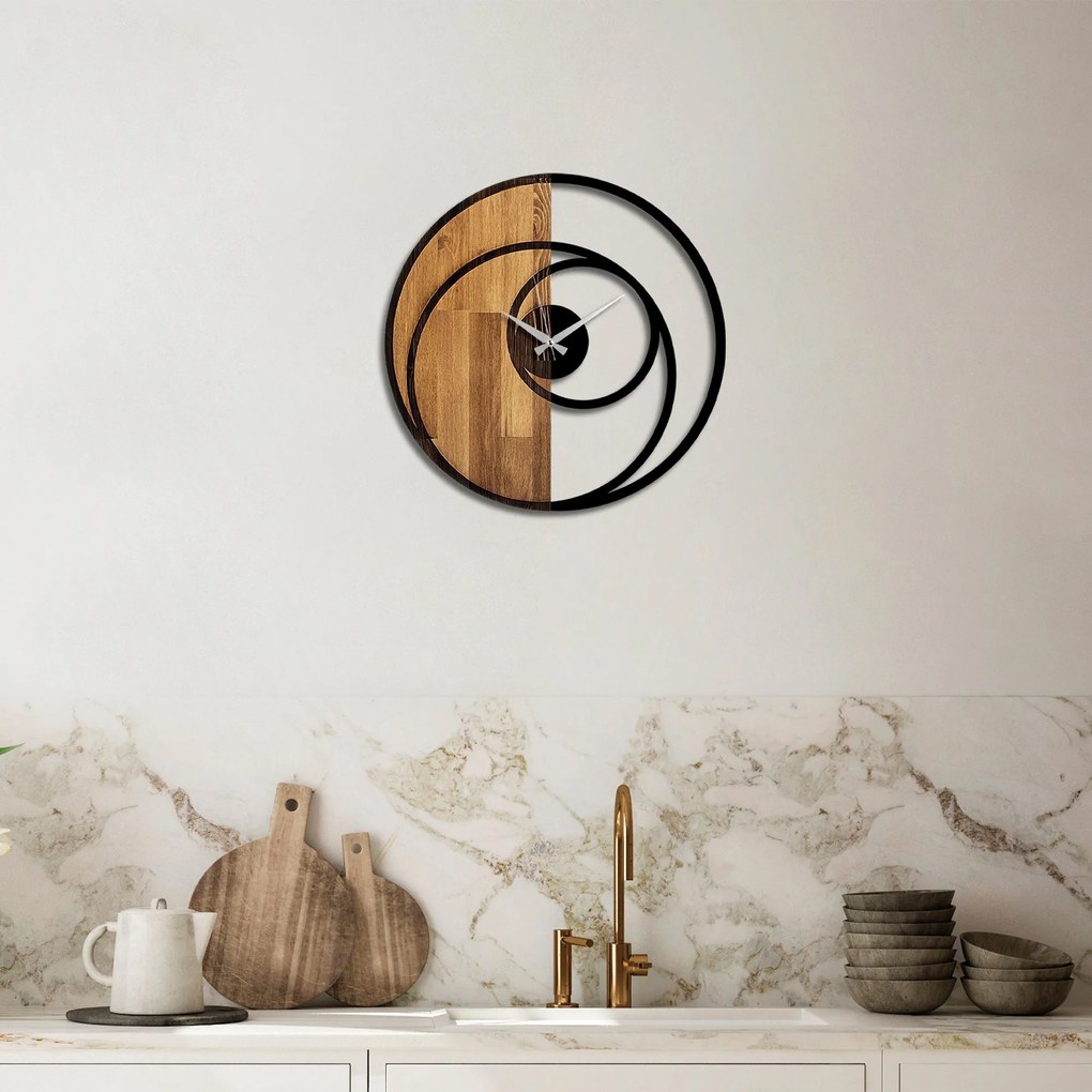 Dekoratívne nástenné hodiny WALLIE CIRCLE 56 cm orech/čierne