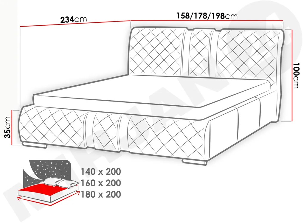 Manželská posteľ 180 cm Linoria Maxi (biela). Vlastná spoľahlivá doprava až k Vám domov. 1123219