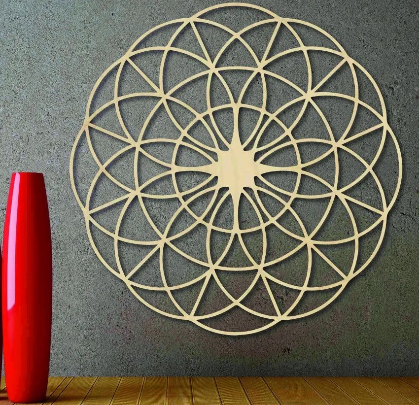 Čarovná drevená mandala na stenu - Kruhy I priemer FI 50, 60, 70, 80, 90, cm: Preglejka - Biela farba Rozmer 50 cm 3963-49697 PR0339