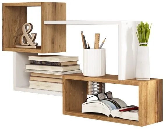 Nástenná polica TRIO 54x87 cm dub wotan/biela