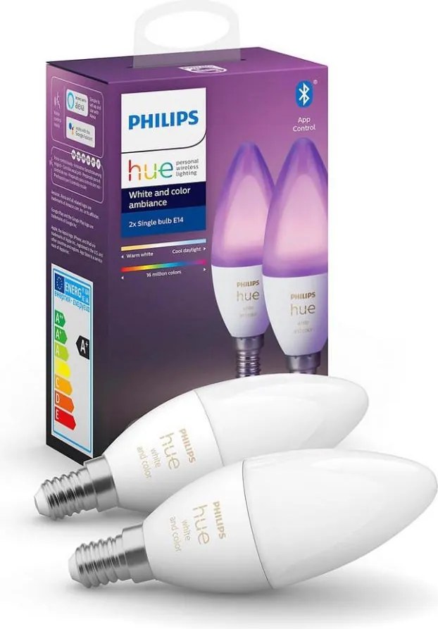 SADA 2x LED Stmievateľná žiarovka Philips Hue WHITE AND COLOR E14/5,3W/230V