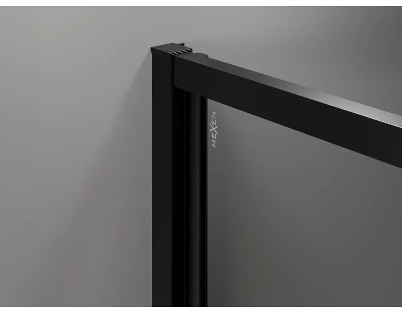 Mexen Exo, 1-krídlové dvere do otvoru 80x200 cm, 6mm číre sklo, čierny profil, 817-080-000-70-00