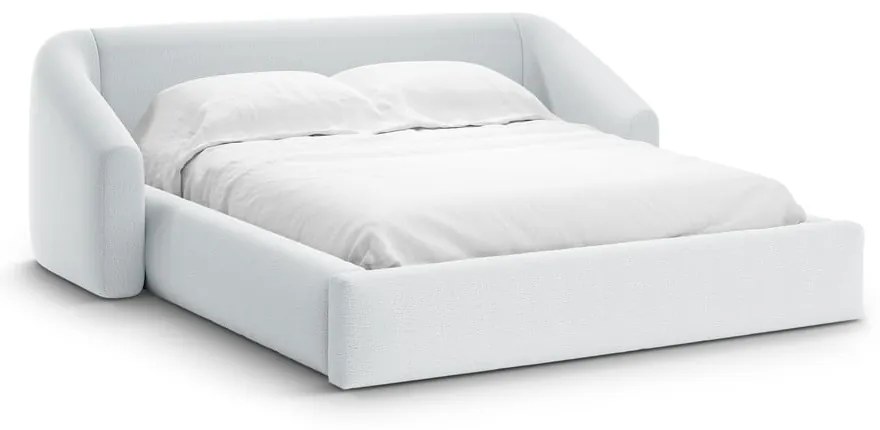 Svetlosivá čalúnená dvojlôžková posteľ s úložným priestorom s roštom 140x200 cm Campi – Cosmopolitan Design