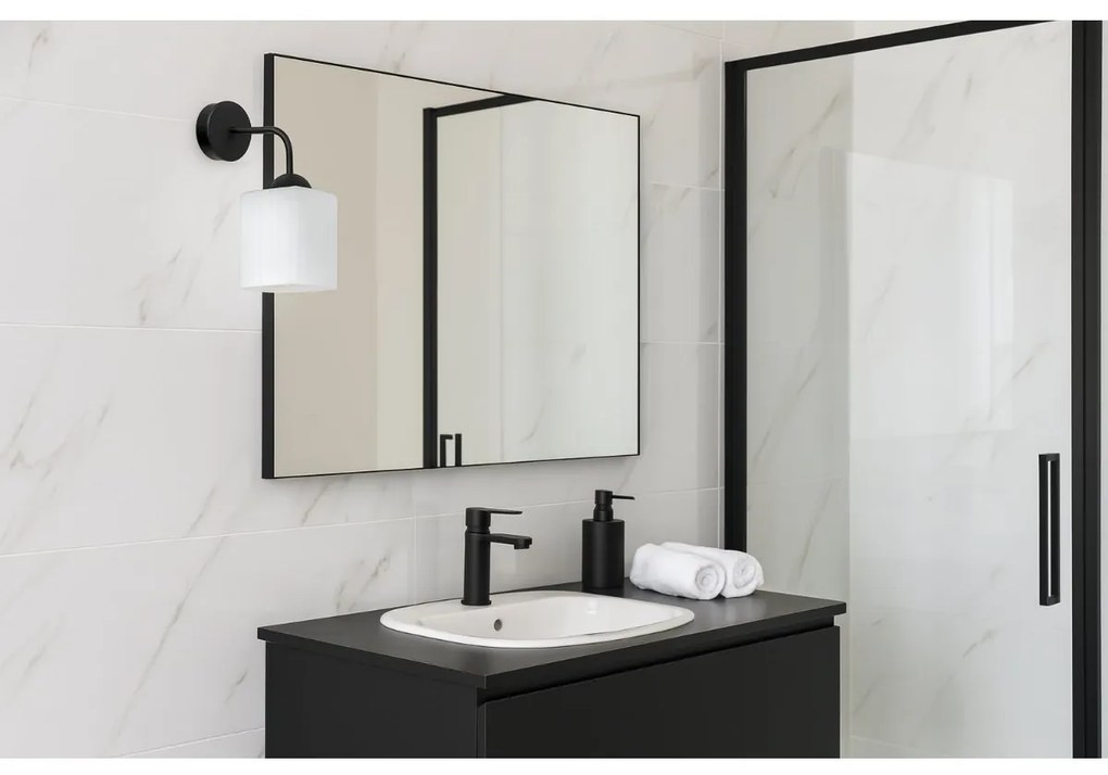 Nástenné svietidlo Riffle Square, 1x biele sklenené tienidlo, b