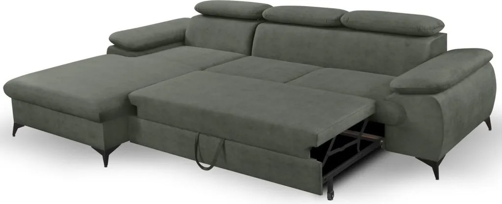 Rohová sedacia súprava Scala, olivovo zelená látka, ľavý roh