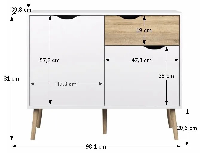 Dvojdverová komoda Oslo 75387 - dub sonoma / biela