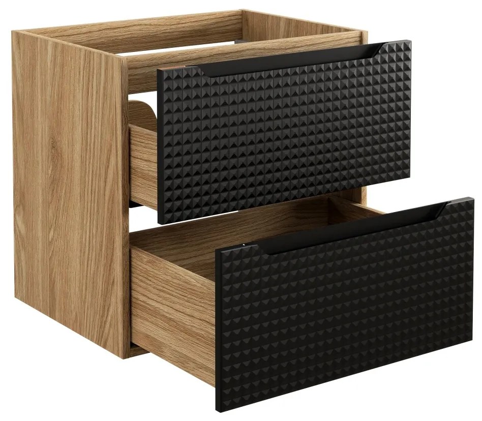 Vysoká kúpeľňová skrinka Casad čierna/dub wotan