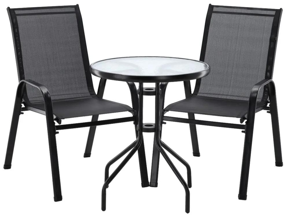 Zahradní sestava stolku a 2 židlí Diver černá