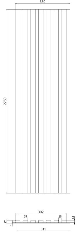 Mexen Lam-B, stenové lamely 275 × 31,5 cm, HDF doska 4 mm, strieborná, S100-275317-2812-056