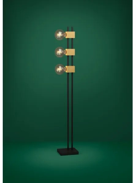 Eglo 390194 - Stojacia lampa LEVANTARA 3xE27/40W/230V čierna/hnedá