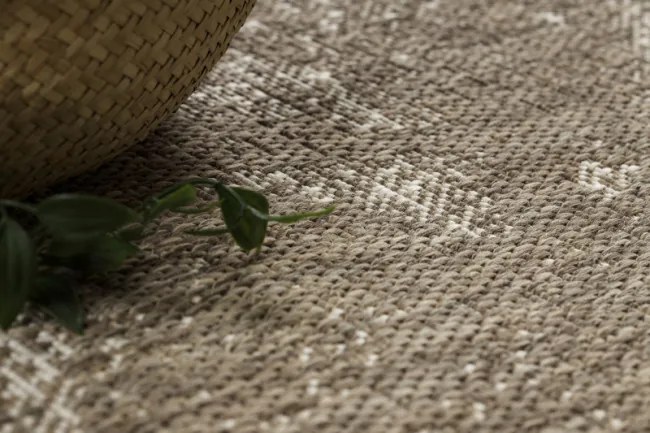 Koberec šnúrkový SIZAL FLOORLUX 20491 KVETY šampanské/tmavosivý