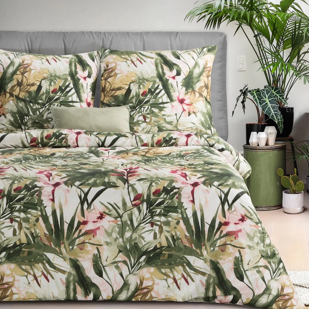 SATÉNOVÉ OBLIEČKY SPRING43 140X200 CM, 1 KS 70X80 CM LISTY