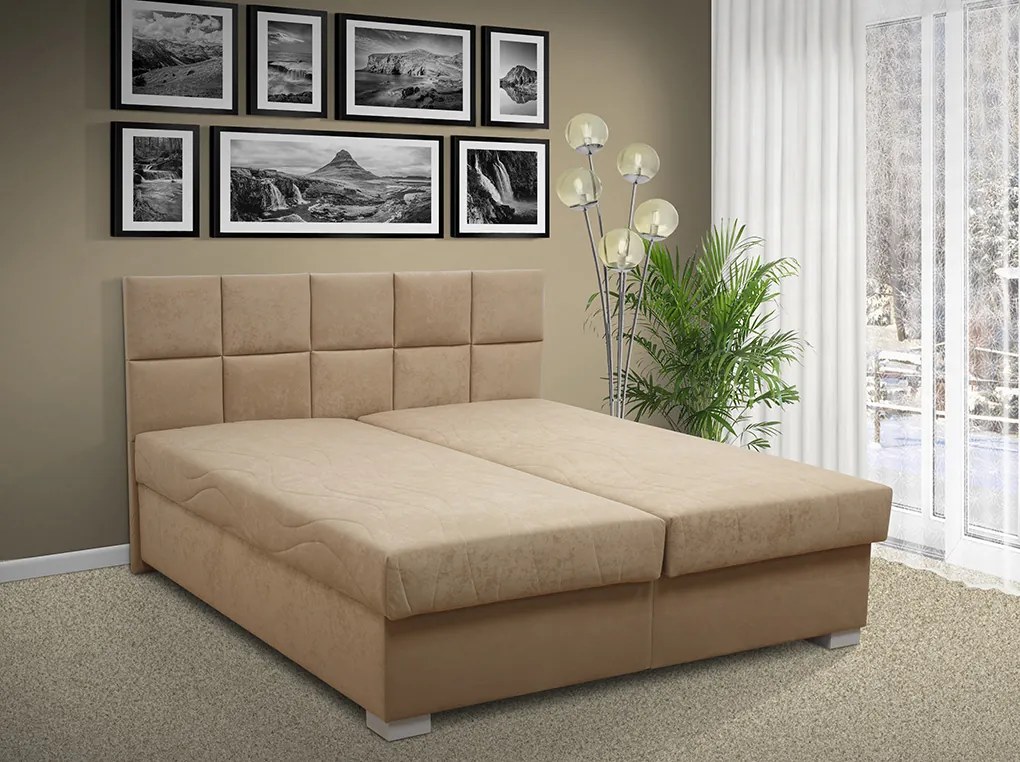 Čalúnená posteľ s úložným priestorom Morava 180 peľasť / farba: PEVNÁ / Alova černá, peľasť / matrac: HR PENA
