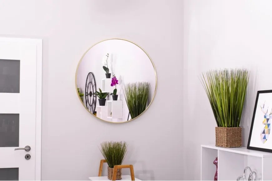 TRENDIE Zrkadlo 80 cm so zlatým rámom
