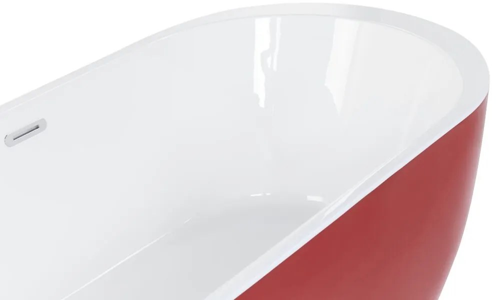 Voľne stojaca vaňa 160 x 75 cm červená NEVIS Beliani