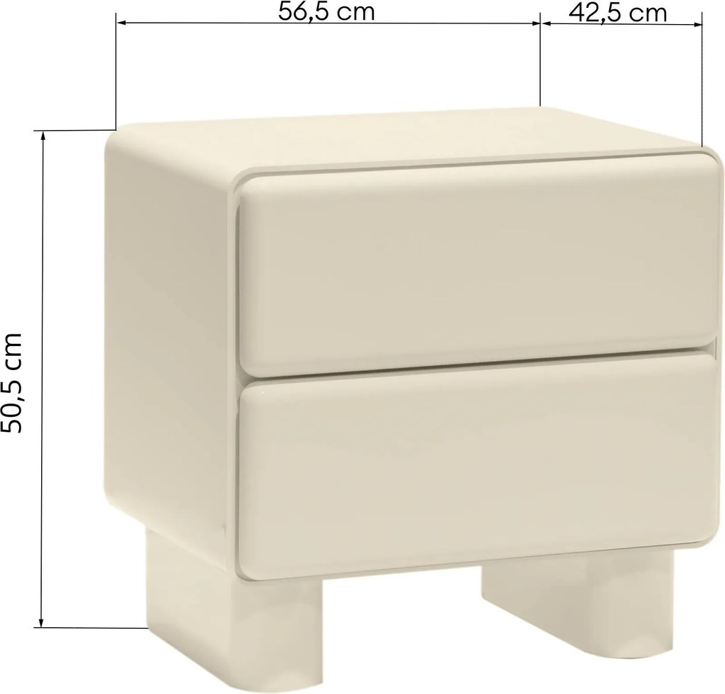 Nočný stolík Lagos 52 cm krémový