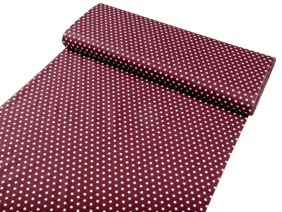 Biante Detské bavlnené posteľné obliečky do postieľky Sandra SA-351 Biele hviezdičky na tmavo červenom Do postieľky 100x135 a 40x60 cm