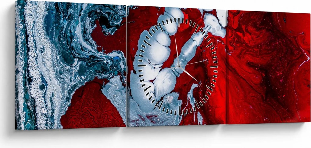 Obraz abstraktných škvŕn (s hodinami) (90x30 cm)