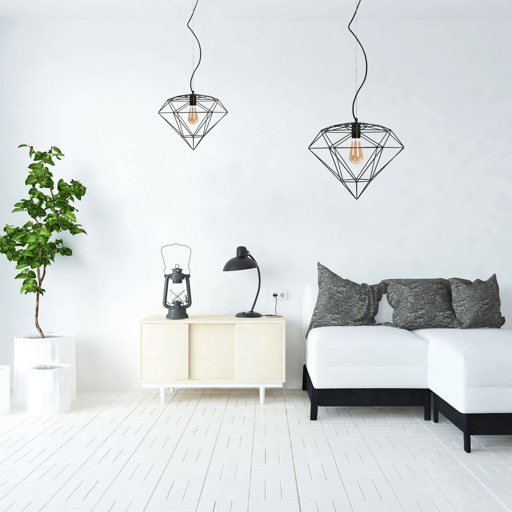 Toolight - Závesná lampa 1xE27 DIAMENT 392197, čierna, OSW-08570