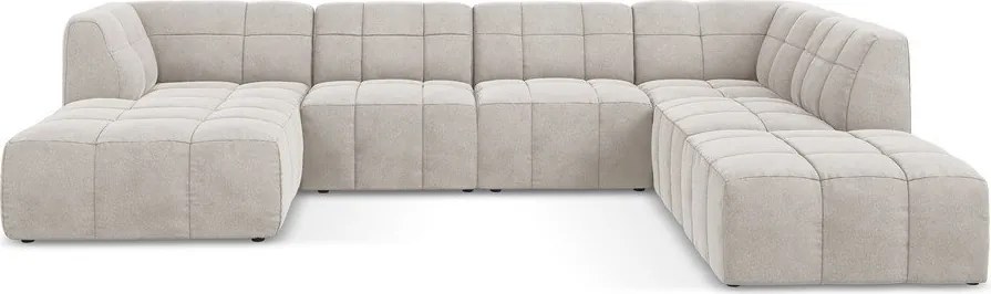 Béžová zamatová rohová pohovka (do tvaru "U") Aloha – Makamii