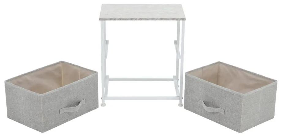 Tempo Kondela Komoda/nočný stolík s látkovými šuplíkmi, sivá/biela/svetlosivá, ROSITA TYP 1