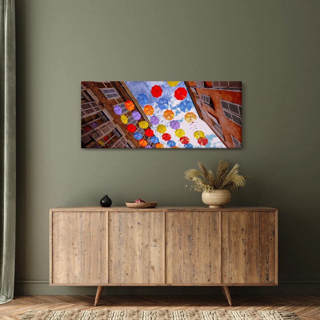 Obraz farebných dáždnikov (120x50 cm)