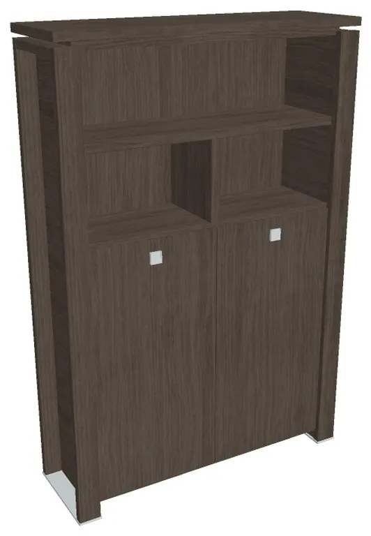 Vysoká šatníková skriňa Verno+ 140 x 46 x 210 cm, s regálom, dub antracit
